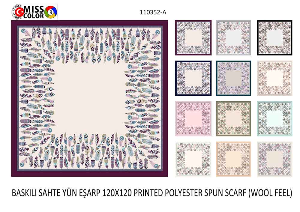 Baskılı Sahte Yün Eşarp 110352-A
