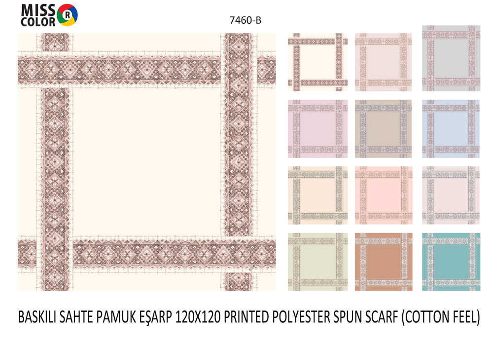 Baskılı Kesik Pamuk Eşarp 7460-B